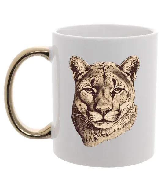 Чашка с цветной ручкой Пума Золото фото