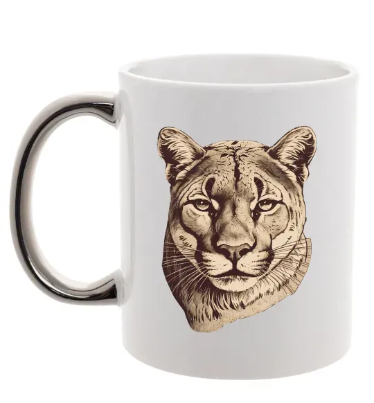 Чашка с цветной ручкой Пума Серебро фото