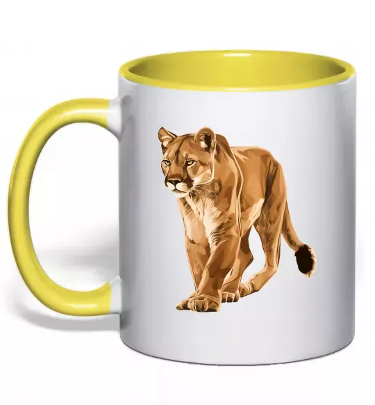 Чашка с цветной ручкой Пума в повний зріст Солнечно желтый фото