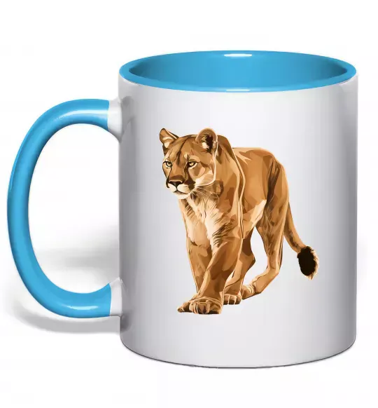 Чашка с цветной ручкой Пума в повний зріст Голубой фото