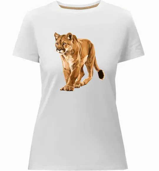 Женская премиум футболка Пума в повний зріст Белый фото