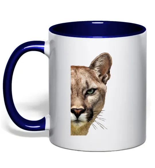 Чашка с цветной ручкой Пума обличчя Глубокий темно-синий фото