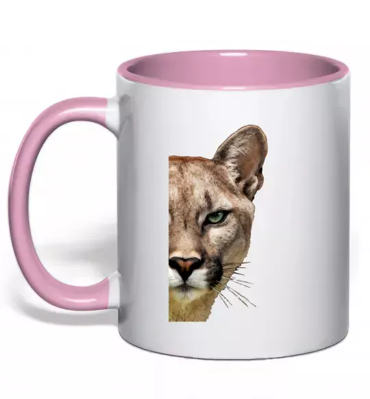 Чашка с цветной ручкой Пума обличчя Нежно розовый фото