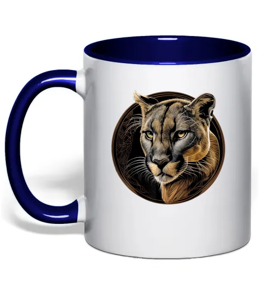 Чашка з кольоровою ручкою Пума малюнок Глибокий темно-синій фото