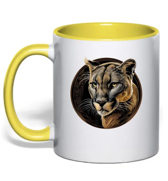 Чашка с цветной ручкой Пума малюнок Лимонный фото