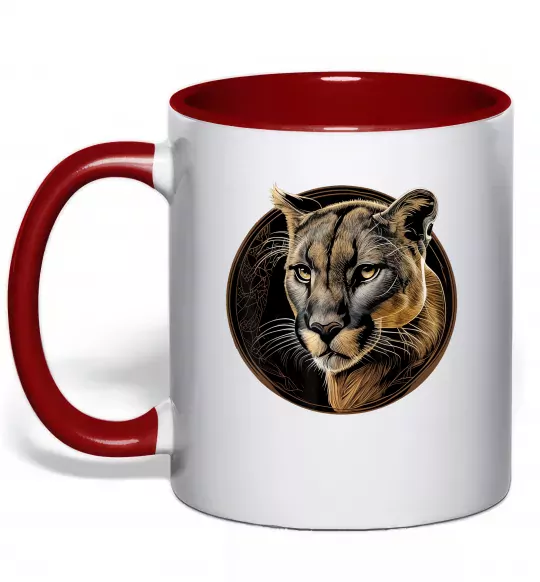 Чашка з кольоровою ручкою Пума малюнок Червоний фото