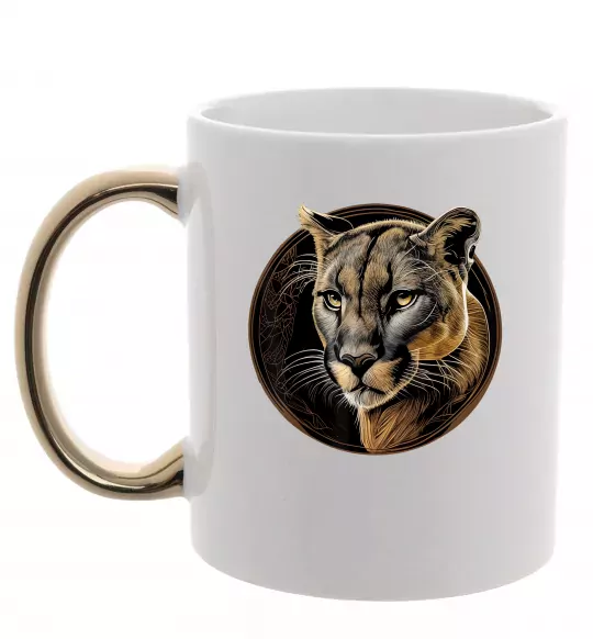 Чашка з кольоровою ручкою Пума малюнок Золото фото