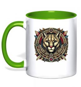 Чашка з кольоровою ручкою Пума візерунок Чашка з кольоровою ручкою Пума візерунок