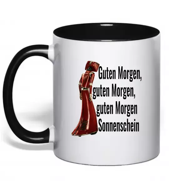 Чашка з кольоровою ручкою Cassandra guten morgen Чорний фото