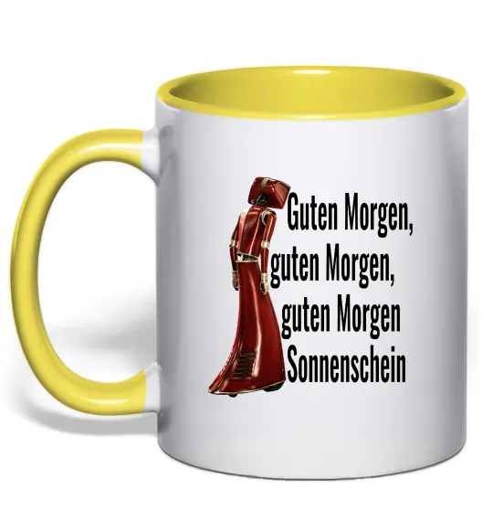 Чашка с цветной ручкой Cassandra guten morgen Лимонный фото