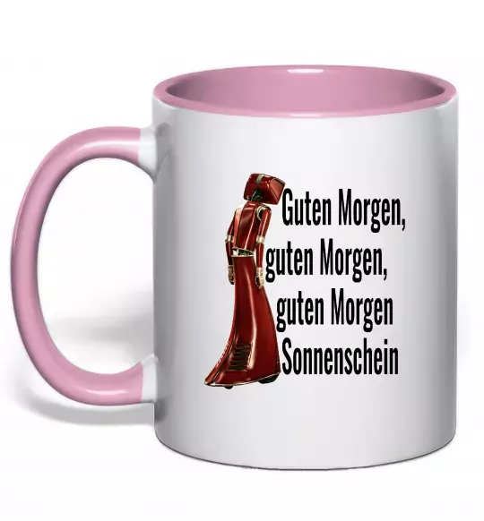 Чашка з кольоровою ручкою Cassandra guten morgen Ніжно рожевий фото