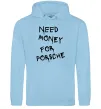 Мужская толстовка (худи) Need money for Porsche Голубой фото