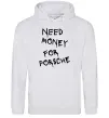 Женская толстовка (худи) Need money for Porsche Серый меланж фото