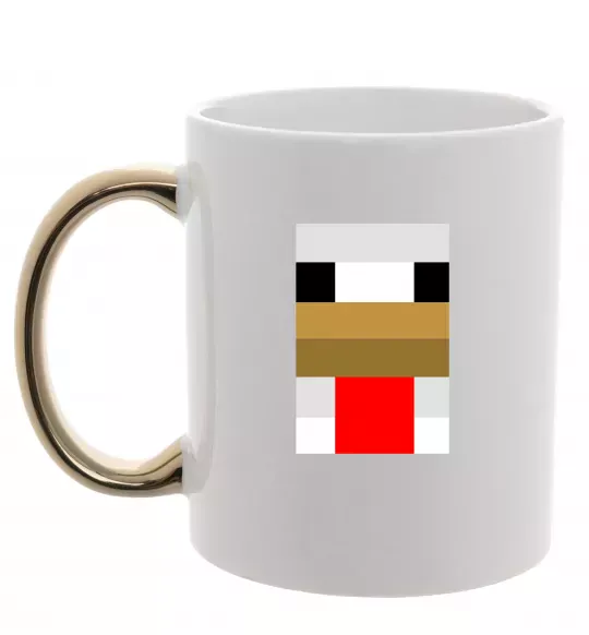 Чашка с цветной ручкой Курка майнкрафт Золото фото