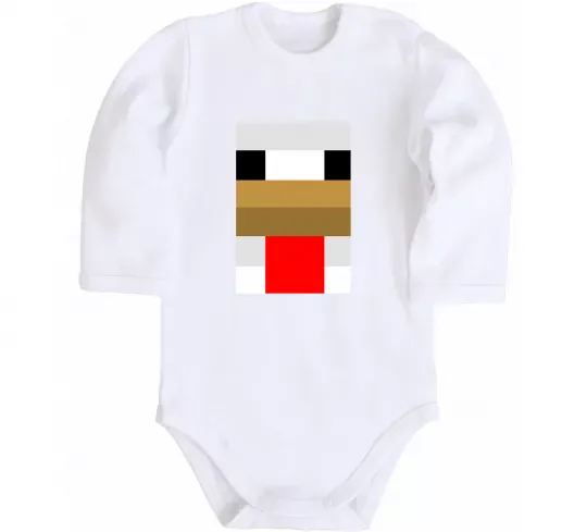 Дитячий бодік Курка майнкрафт Білий фото