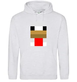 Мужская толстовка (худи) Курка майнкрафт Серый меланж фото