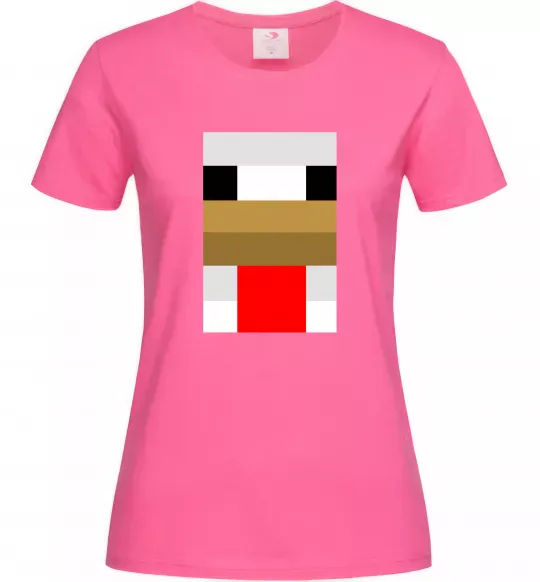 Жіноча футболка Курка майнкрафт Яскраво-рожевий фото
