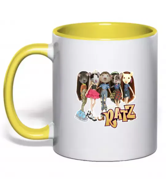 Чашка з кольоровою ручкою Ratz Сонячно жовтий фото