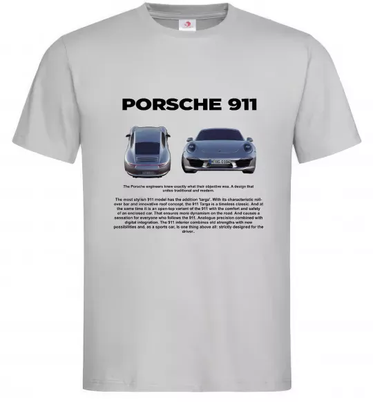 Чоловіча футболка Porsche 911 Сірий фото