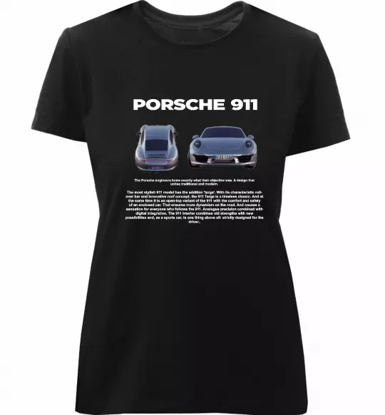 Женская премиум футболка Porsche 911 Черный фото