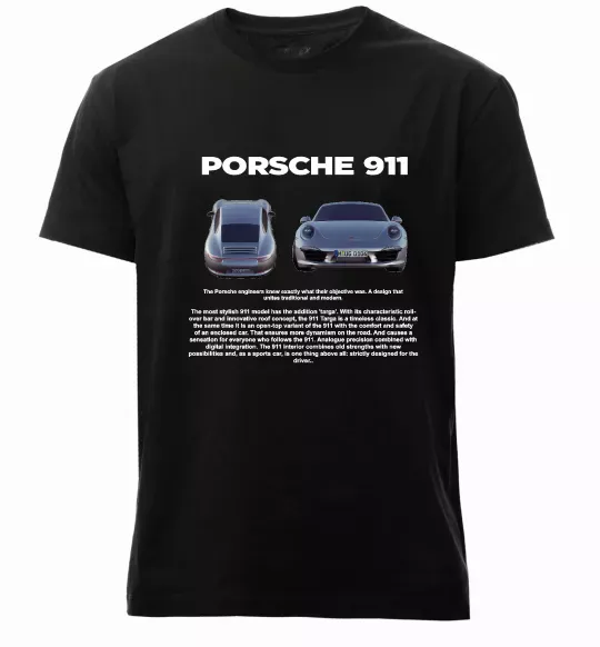 Чоловіча преміум футболка Porsche 911 Чорний фото