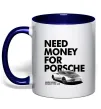 Чашка з кольоровою ручкою Made money bought Porsche Глибокий темно-синій Чашка з кольоровою ручкою Made money bought Porsche Глибокий темно-синій фото