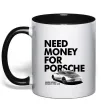 Чашка з кольоровою ручкою Made money bought Porsche Чорний Чашка з кольоровою ручкою Made money bought Porsche Чорний фото