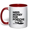 Чашка з кольоровою ручкою Made money bought Porsche Червоний Чашка з кольоровою ручкою Made money bought Porsche Червоний фото