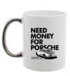 Чашка з кольоровою ручкою Made money bought Porsche Срібло Чашка з кольоровою ручкою Made money bought Porsche Срібло фото