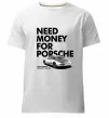 Мужская премиум футболка Made money bought Porsche Белый фото