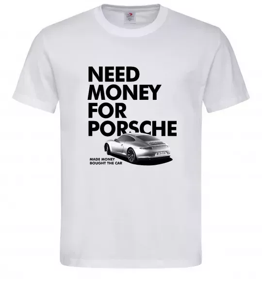 Мужская футболка Made money bought Porsche Белый фото