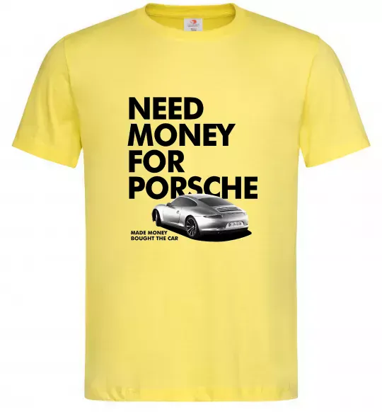 Мужская футболка Made money bought Porsche Лимонный фото