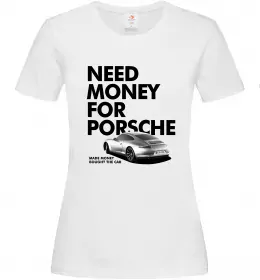Жіноча футболка Made money bought Porsche Білий фото