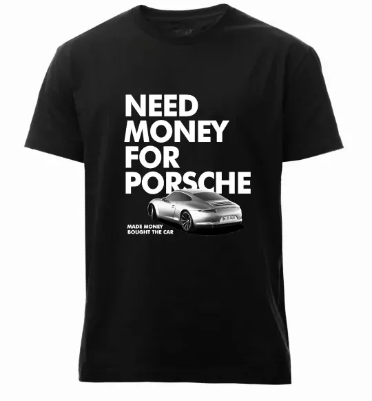 Мужская премиум футболка Made money bought Porsche Черный фото
