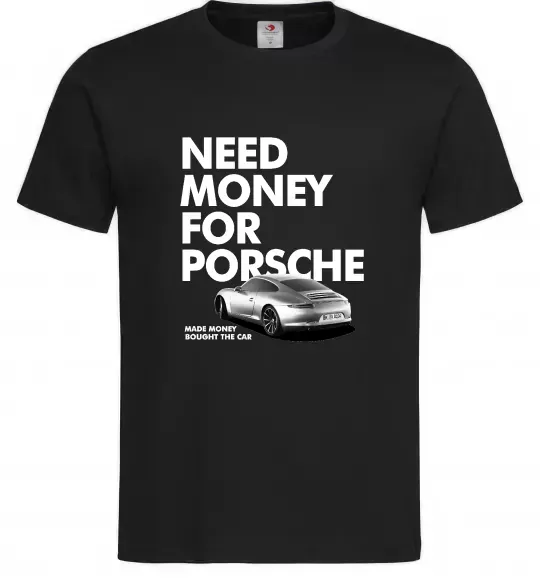 Мужская футболка Made money bought Porsche Черный фото
