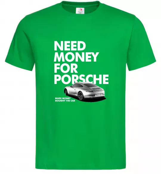 Мужская футболка Made money bought Porsche Зеленый фото