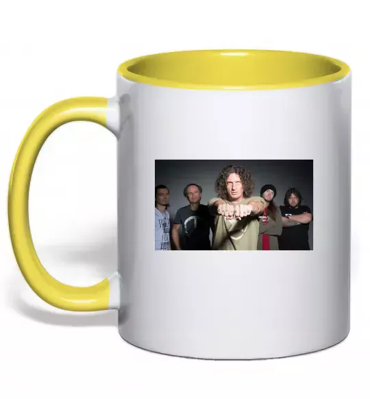 Чашка с цветной ручкой Скрябін гурт Солнечно желтый фото