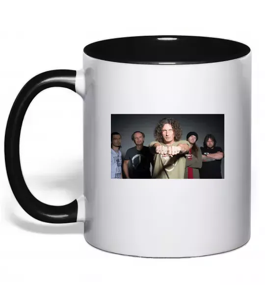 Чашка с цветной ручкой Скрябін гурт Черный фото