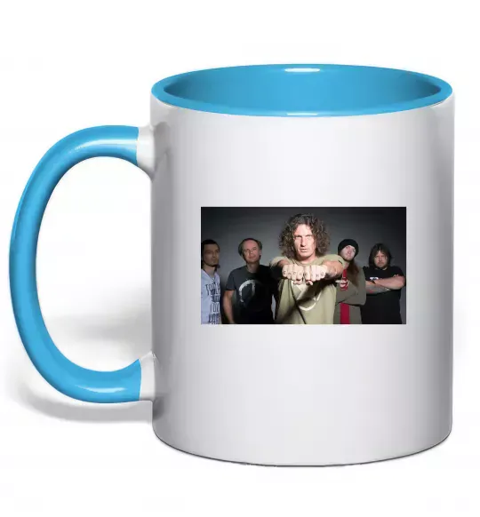 Чашка с цветной ручкой Скрябін гурт Голубой фото