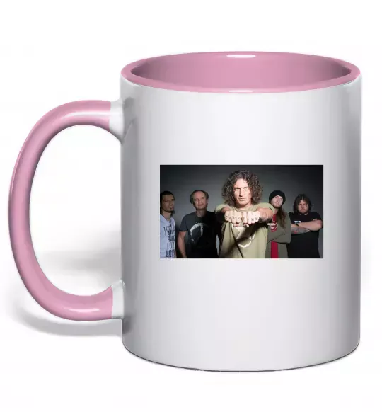 Чашка с цветной ручкой Скрябін гурт Нежно розовый фото