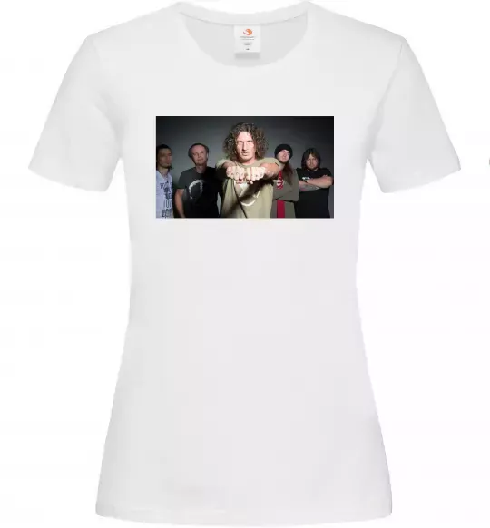 Женская футболка Скрябін гурт Белый фото