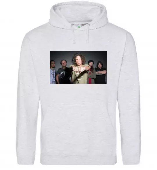 Мужская толстовка (худи) Скрябін гурт Серый меланж фото