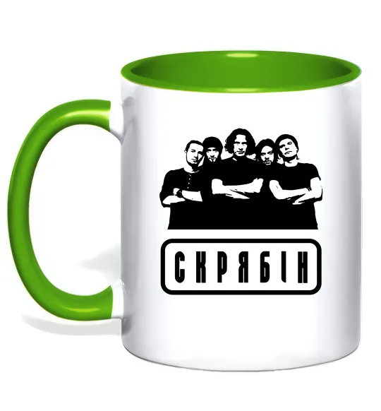 Чашка з кольоровою ручкою Скрябін band Лаймовий фото
