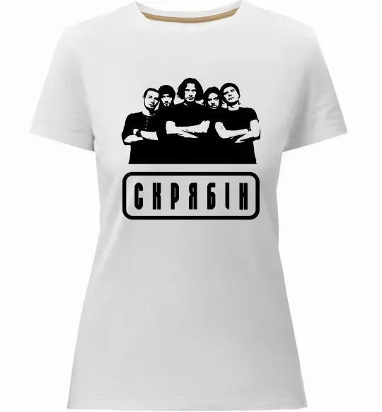 Женская премиум футболка Скрябін band Белый фото