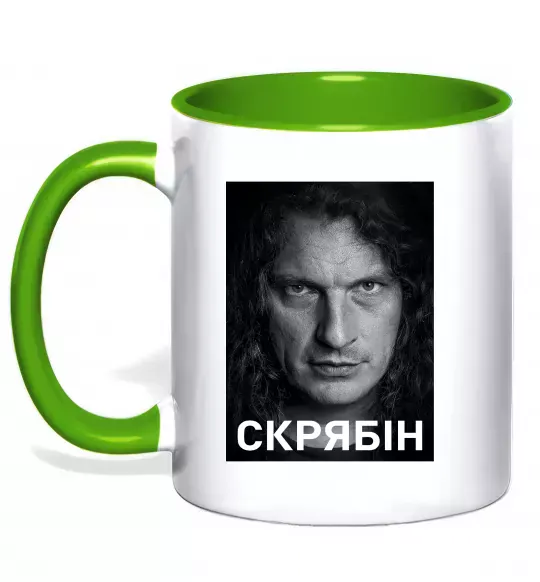 Чашка с цветной ручкой Скрябін обличчя Зеленый фото