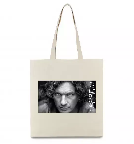 Эко-сумка Скрябін з написом Бежевый фото