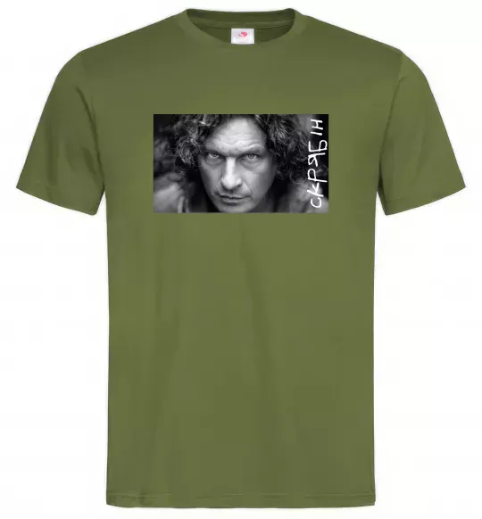 Мужская футболка Скрябін з написом Оливковый фото