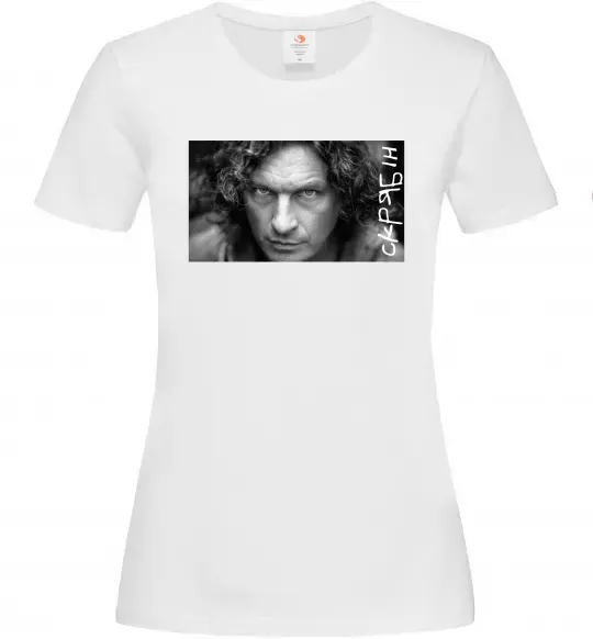 Женская футболка Скрябін з написом Белый фото