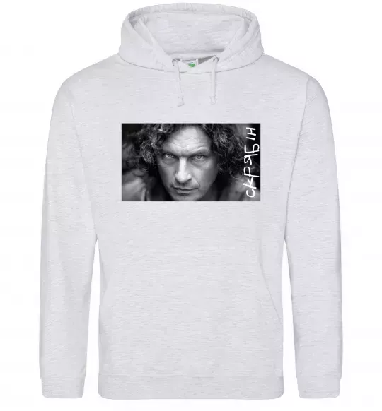 Мужская толстовка (худи) Скрябін з написом Серый меланж фото