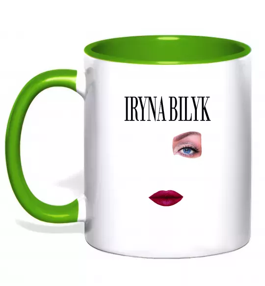 Чашка с цветной ручкой Ірина Білик губи Зеленый фото